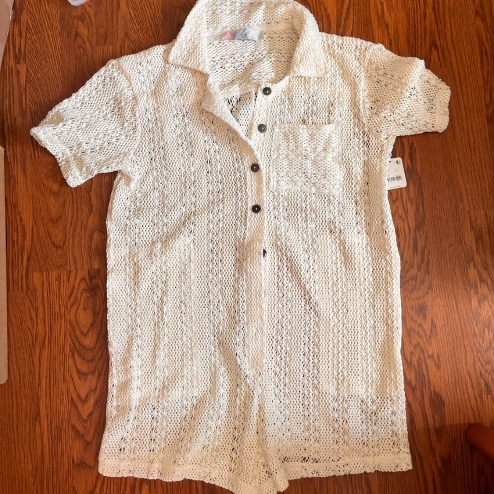 NWT Free People White Crochet Swim Cover-Up – Size XS